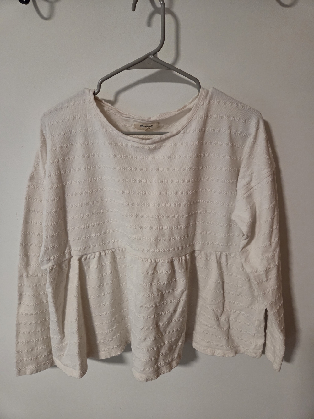 Madewell - Textured Eyelet Peplum Hem Longsleeve